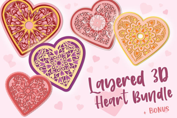 3D Layered Heart Bundle - 5 Items Bonu