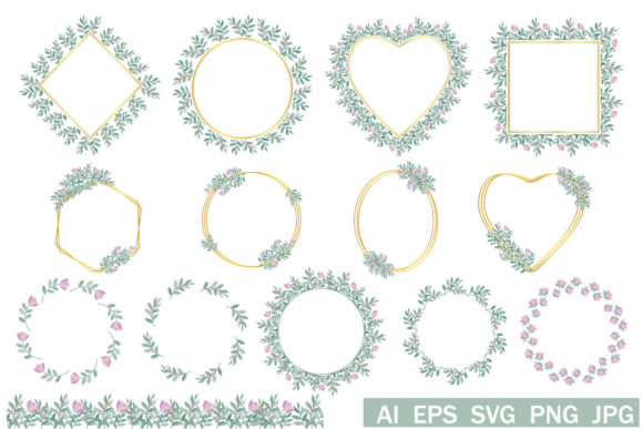 A Bundle of Cute Botanical Flower Frames for Creative Design Projects