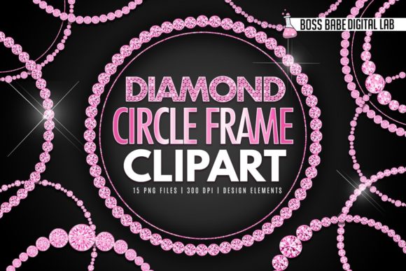 Glam Diamond Circle Frame Clipart for Stunning Visuals