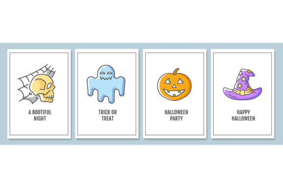 Halloween Celebration Greeting Cards: Spooky Vector Design