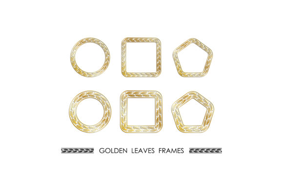 Set of Golden LEAVES Round and Square Fr
